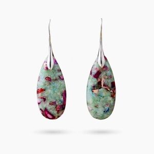 Cape Diablo Silver and Green-Purple Drop Earrings